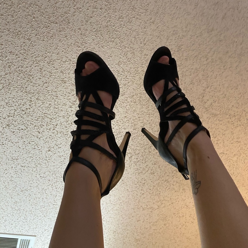 Sexy black strap heels